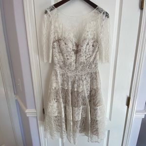 Anthropologie BHLDN Watters Lace Tea Length Dress